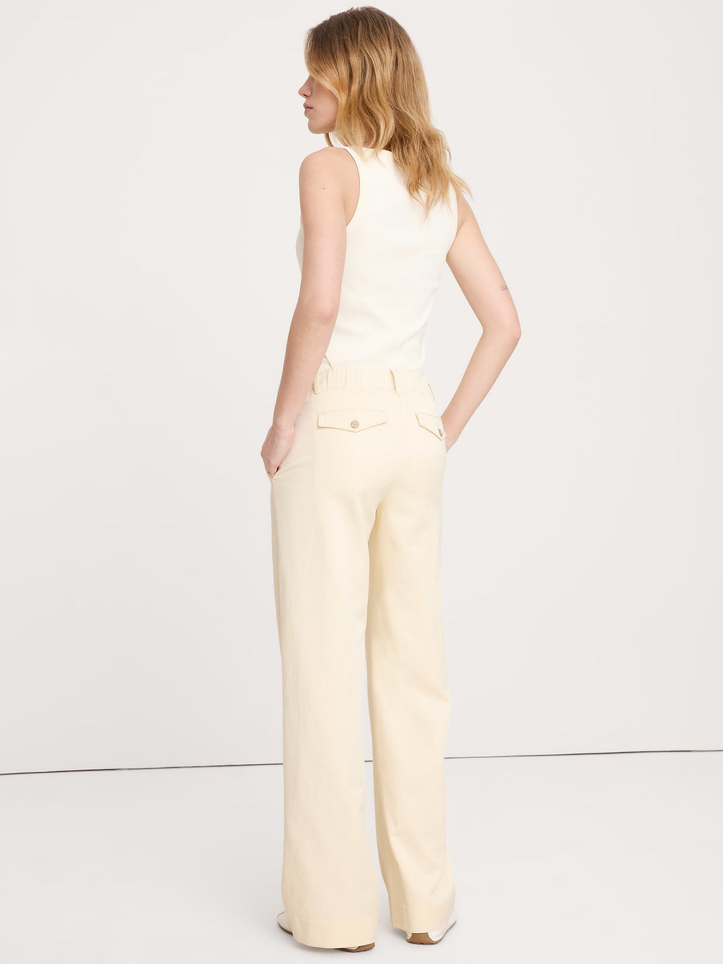 The Everyday Wide-Leg Pant in Tencel™-Cotton - Mother of Pearl Beige