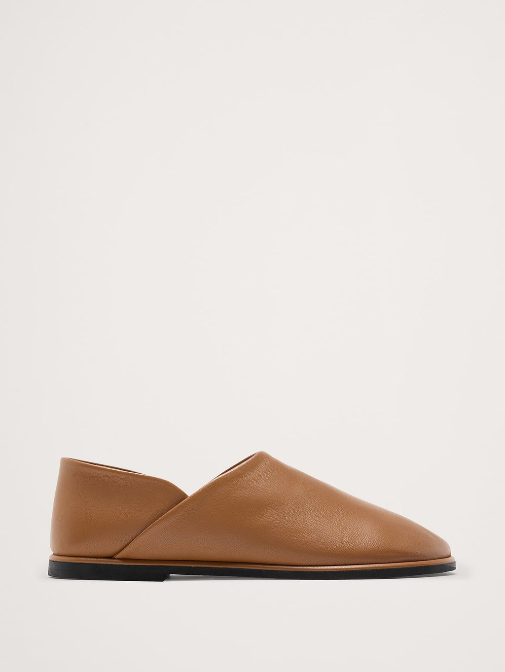 Italian Leather Slip-On Flats - Tan