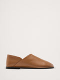 Italian Leather Slip-On Flats - Tan