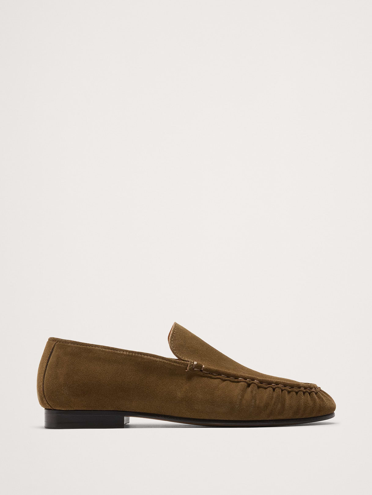 Italian Suede Moc-Toe Loafer - Olive Green