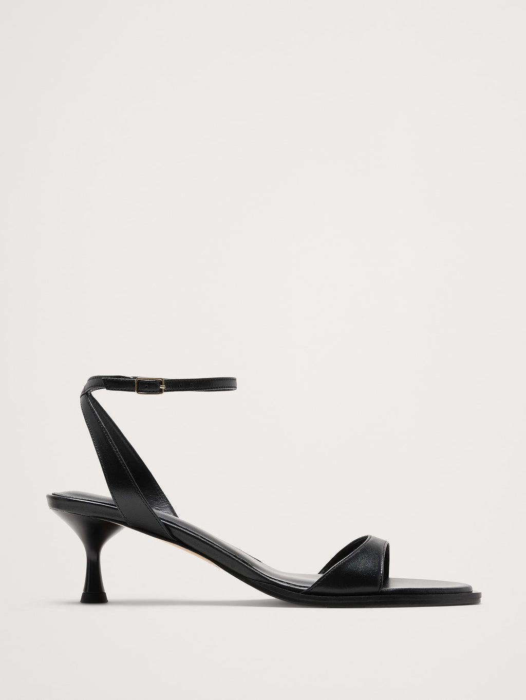Italian Leather Kitten-Heel Sandal - Black