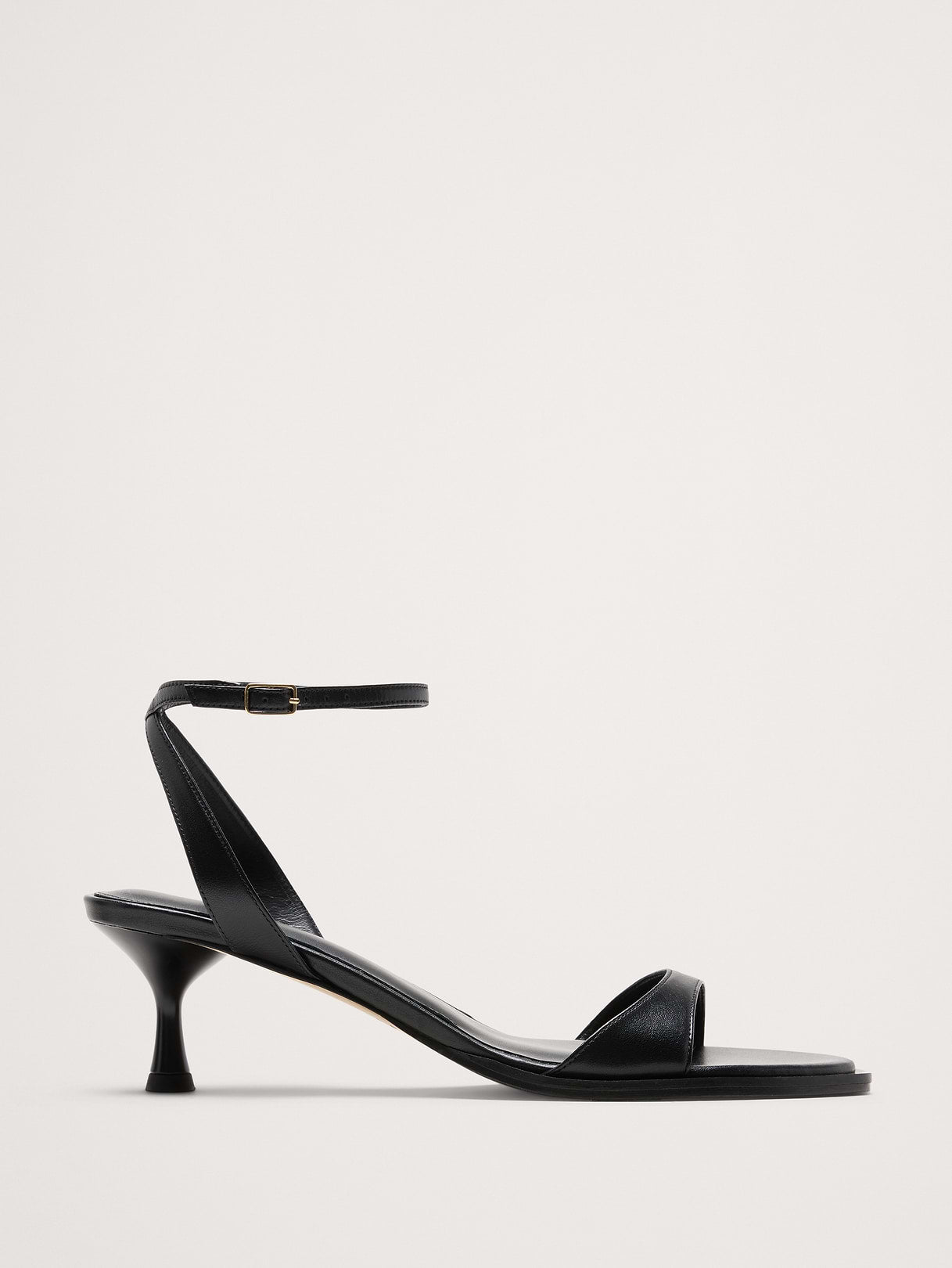 Italian Leather Kitten-Heel Sandal - Black