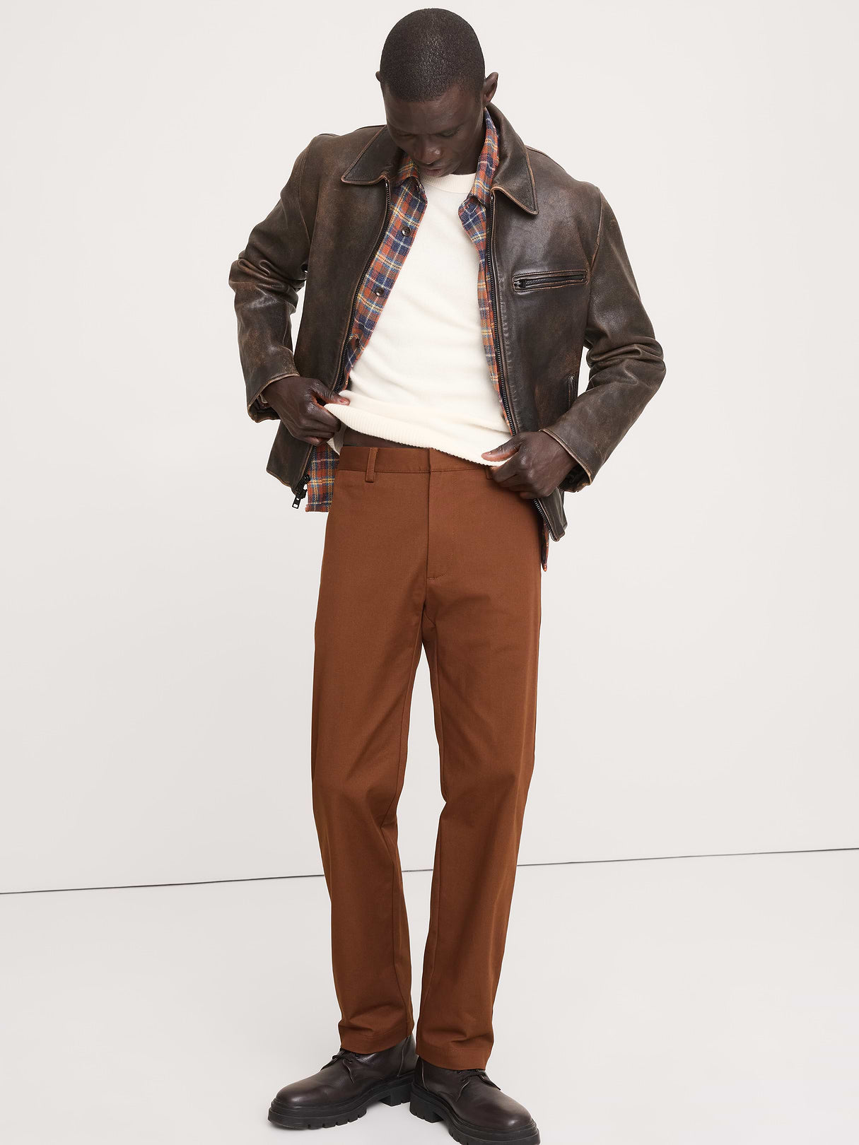 Straight Italian-Stretch Chino - Burnt Sienna Orange