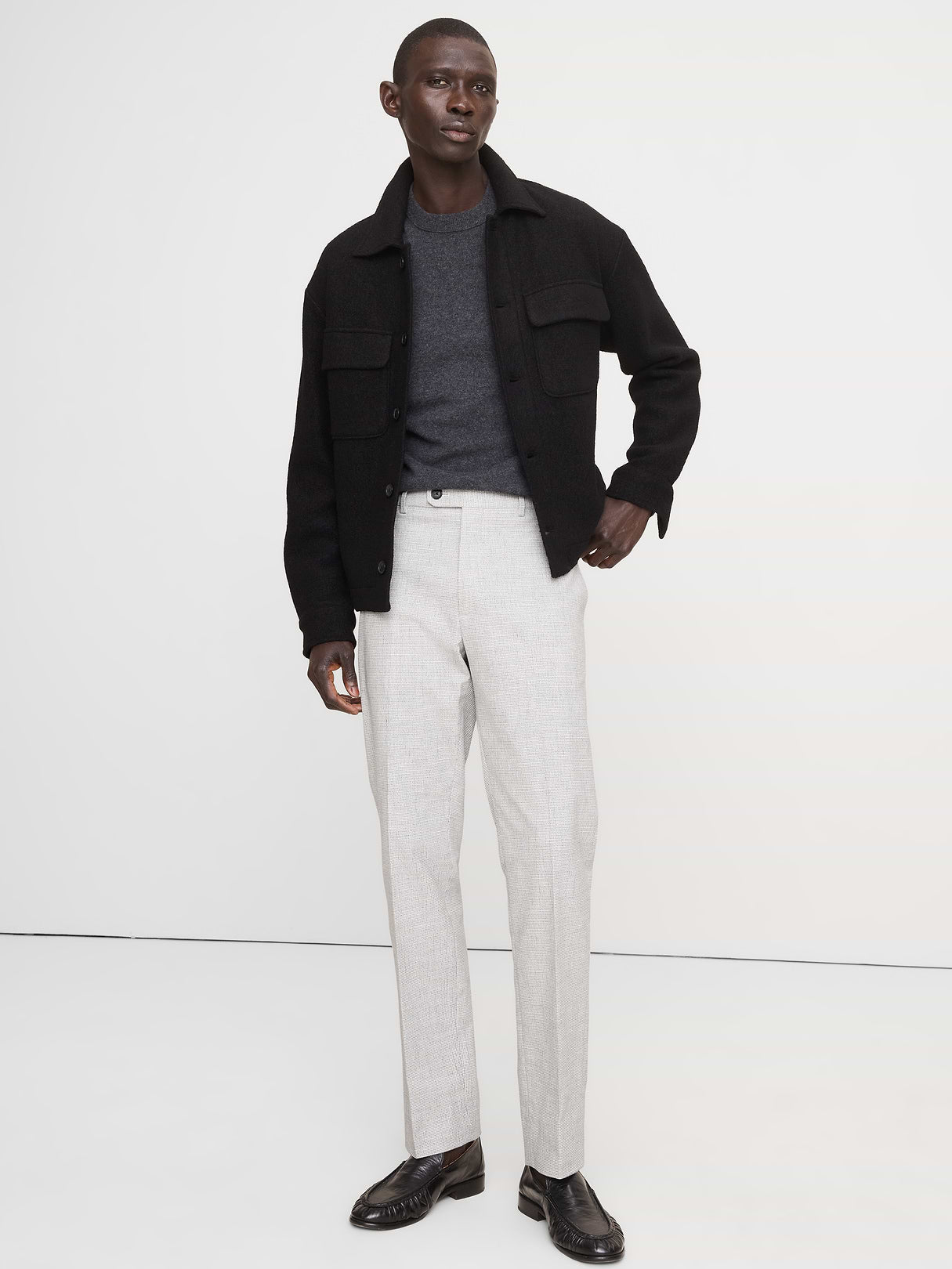 Slim Wrinkle-Resistant Dress Pant - Gray Houndstooth