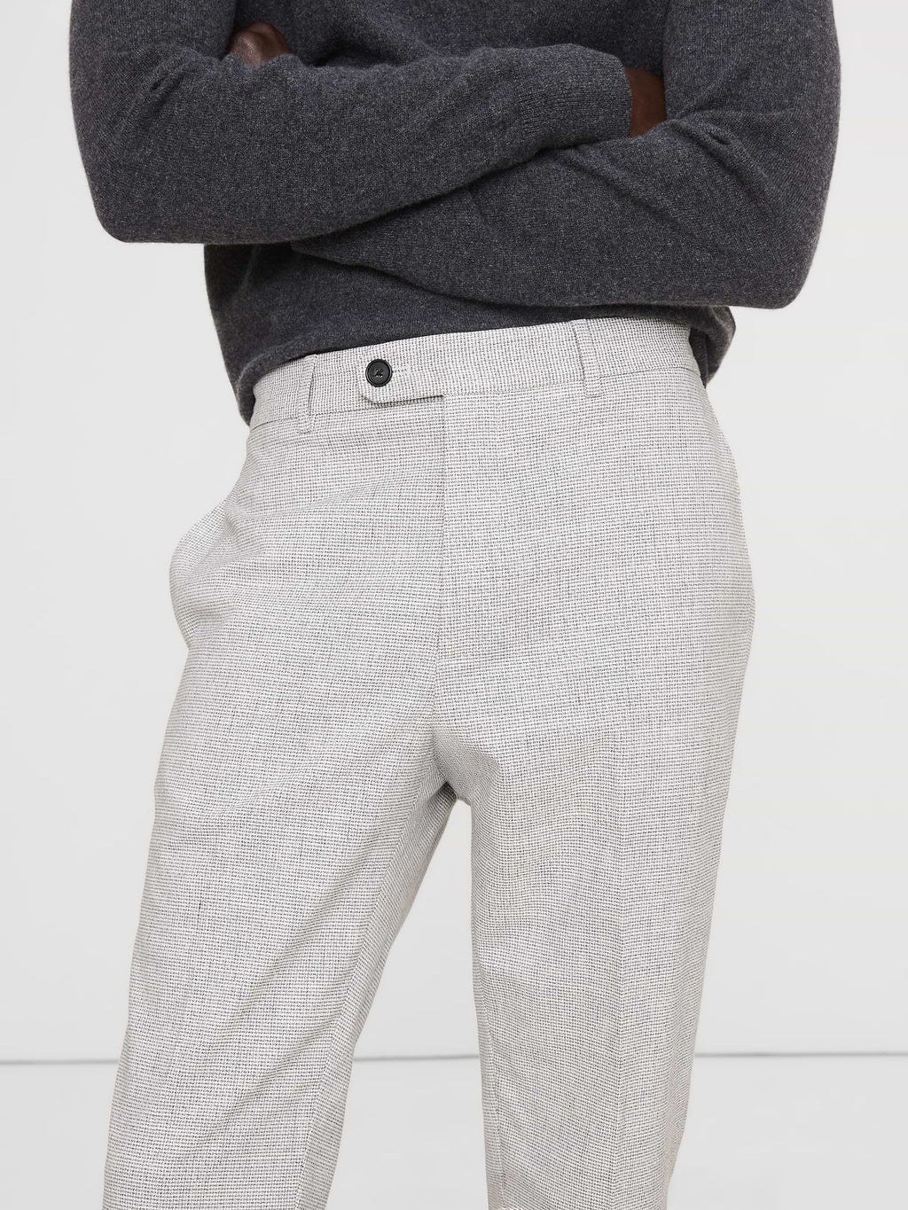 Slim Wrinkle-Resistant Dress Pant - Gray Houndstooth