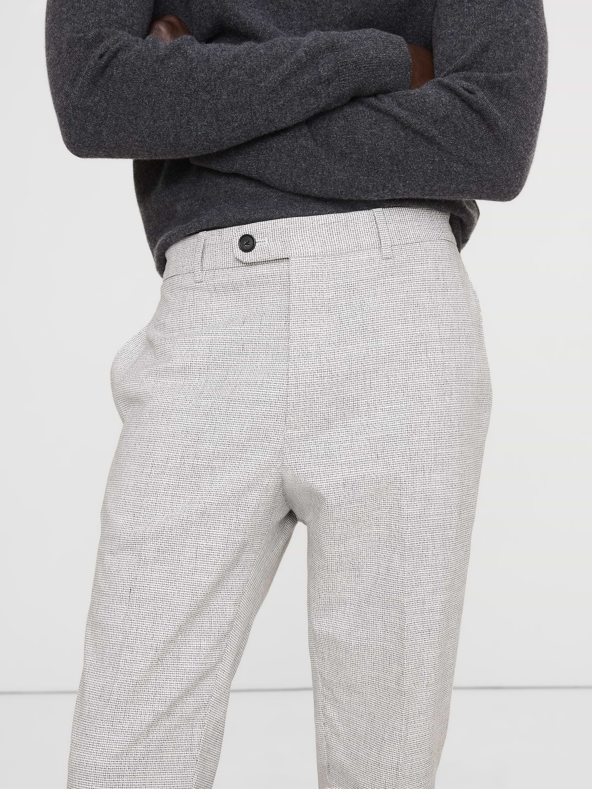 Slim Wrinkle-Resistant Dress Pant - Gray Houndstooth