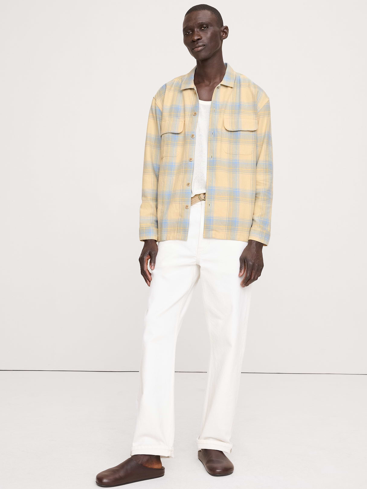 Relaxed-Fit Washed Cotton Resort Shirt - Yellow Plaid