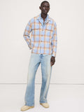 Relaxed-Fit Washed Cotton Resort Shirt - Blue Plaid