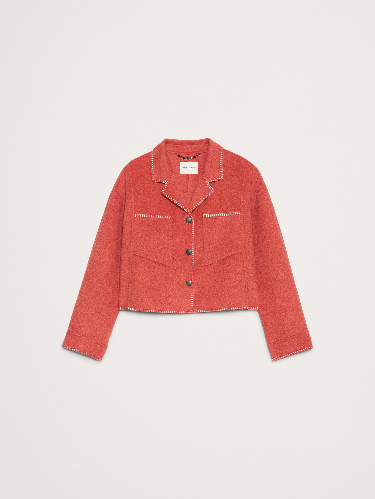 Double-Faced Short Jacket with Blanket Stitch - Harbor Sunset Orange