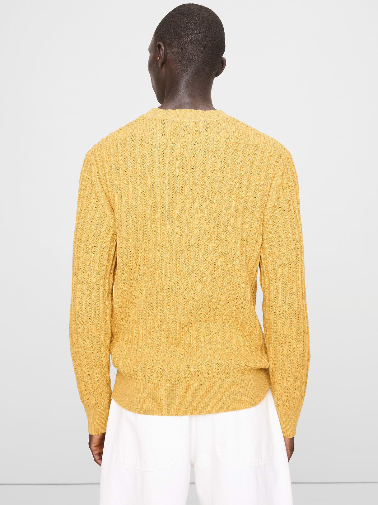 Cotton-Linen Blend Crew-Neck Sweater - Toffee Golden Yellow