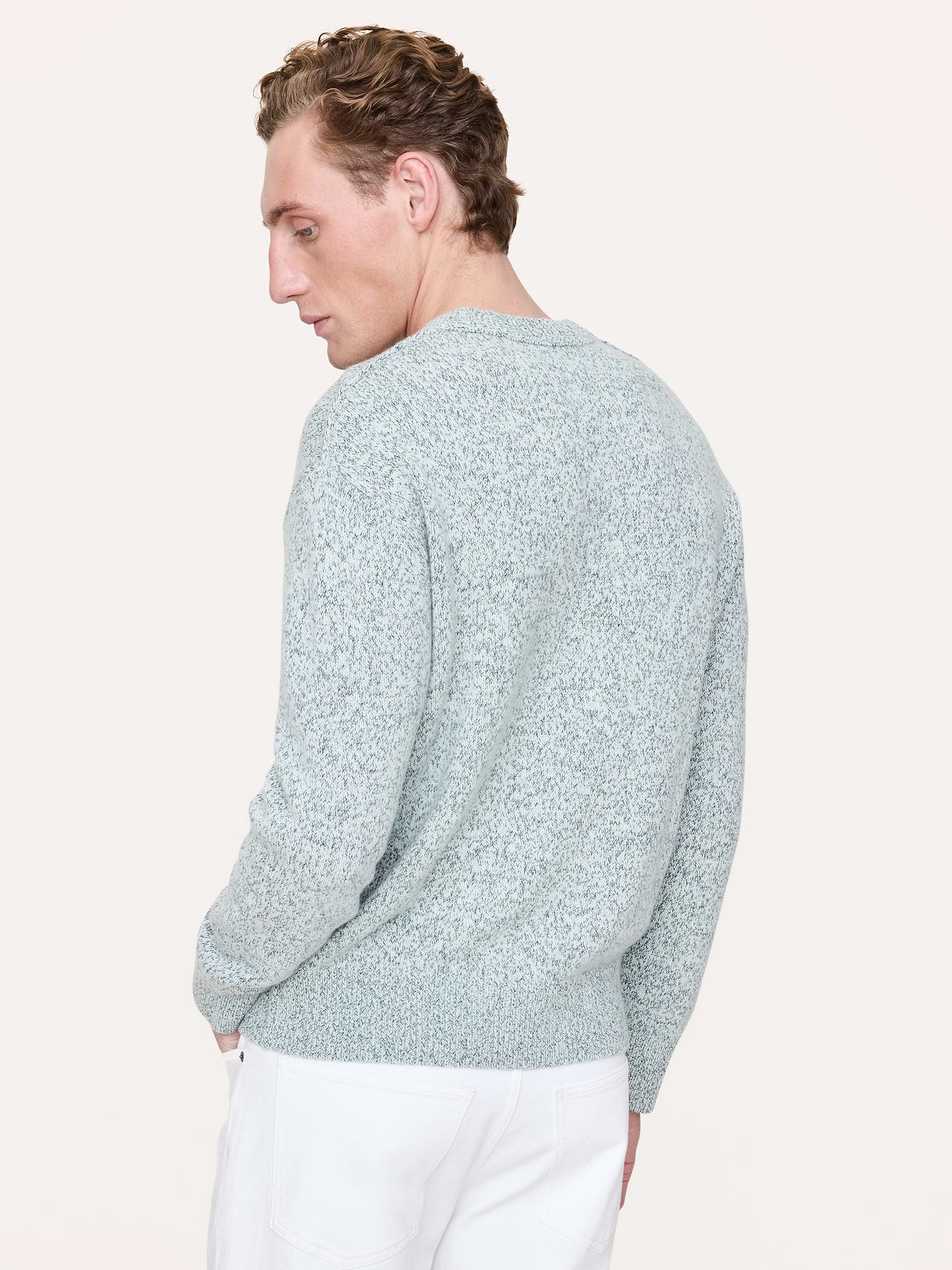 Cashmere-Cotton Crew-Neck Sweater - Heather Green