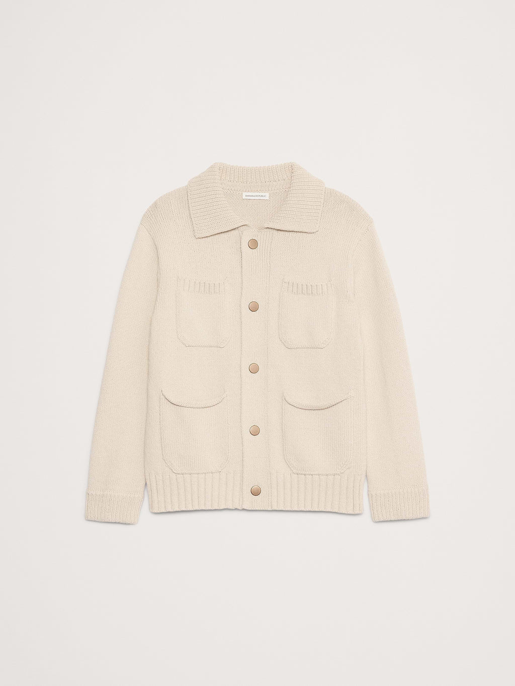 Italian Cotton-Blend Sweater Jacket - Light Khaki Beige