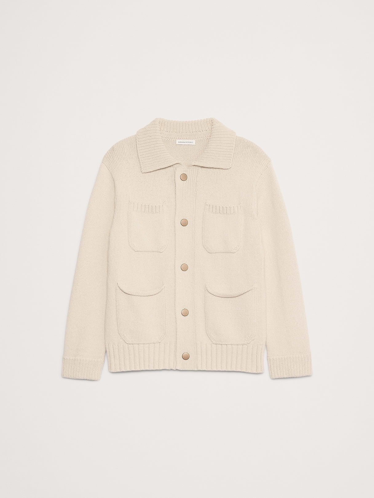 Italian Cotton-Blend Sweater Jacket - Light Khaki Beige