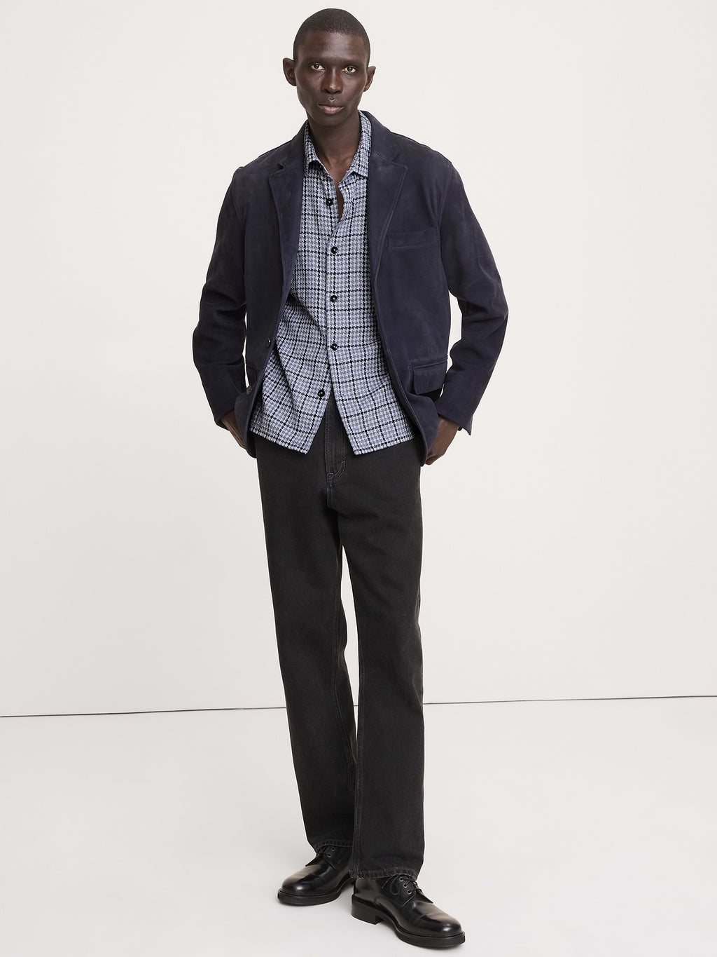 Relaxed-Fit Houndstooth Shirt - Blue