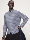 Relaxed-Fit Houndstooth Shirt - Blue