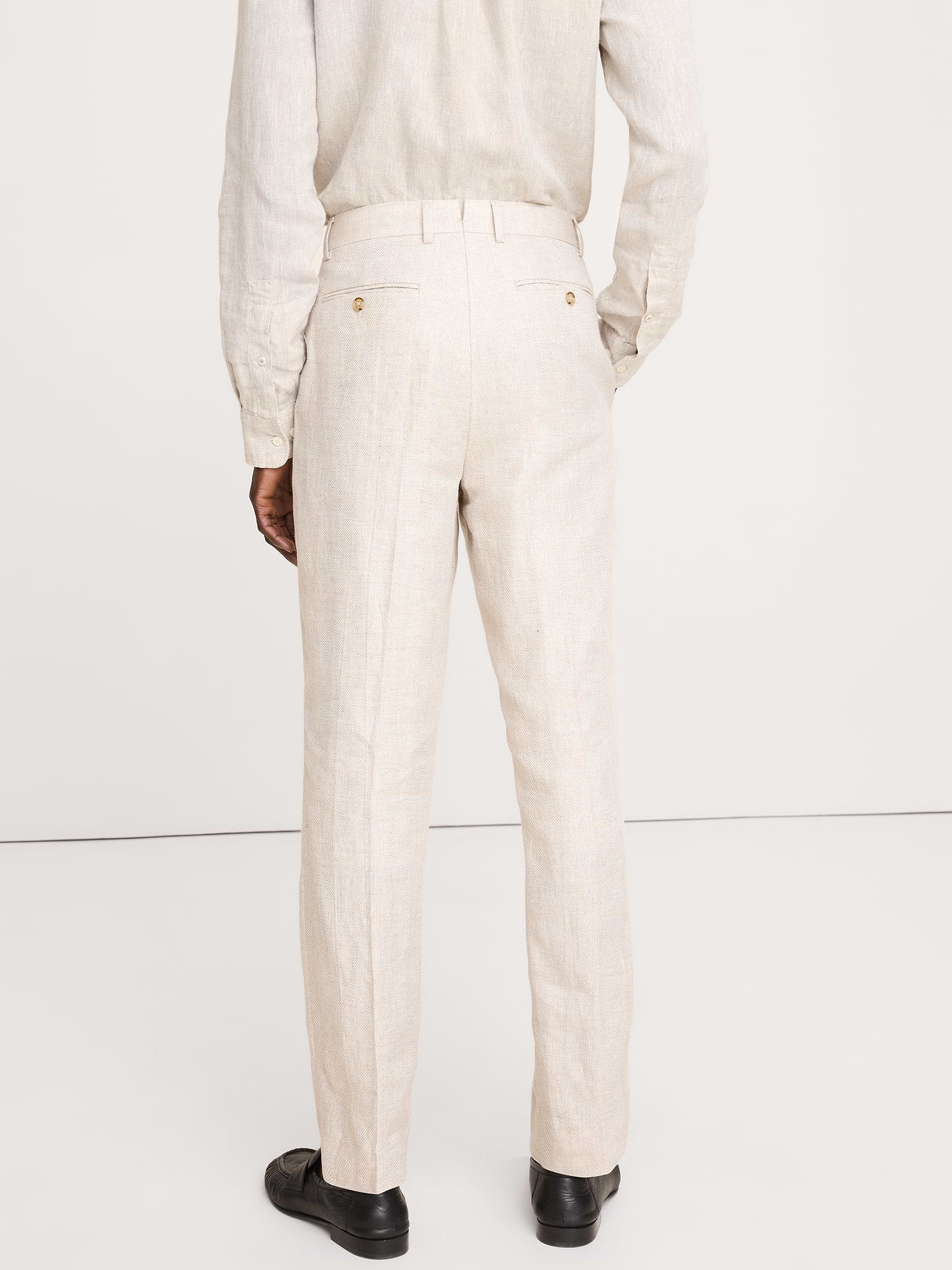 Tailored Slim-Fit Herringbone Linen Suit Pant - Natural