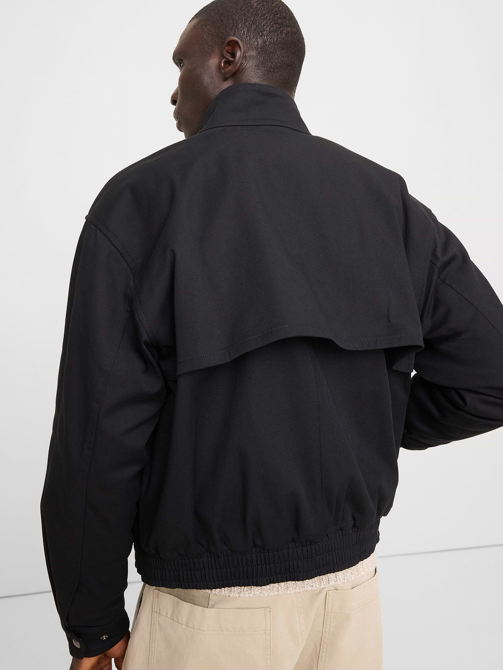 Cotton Twill Harrington Jacket - Black