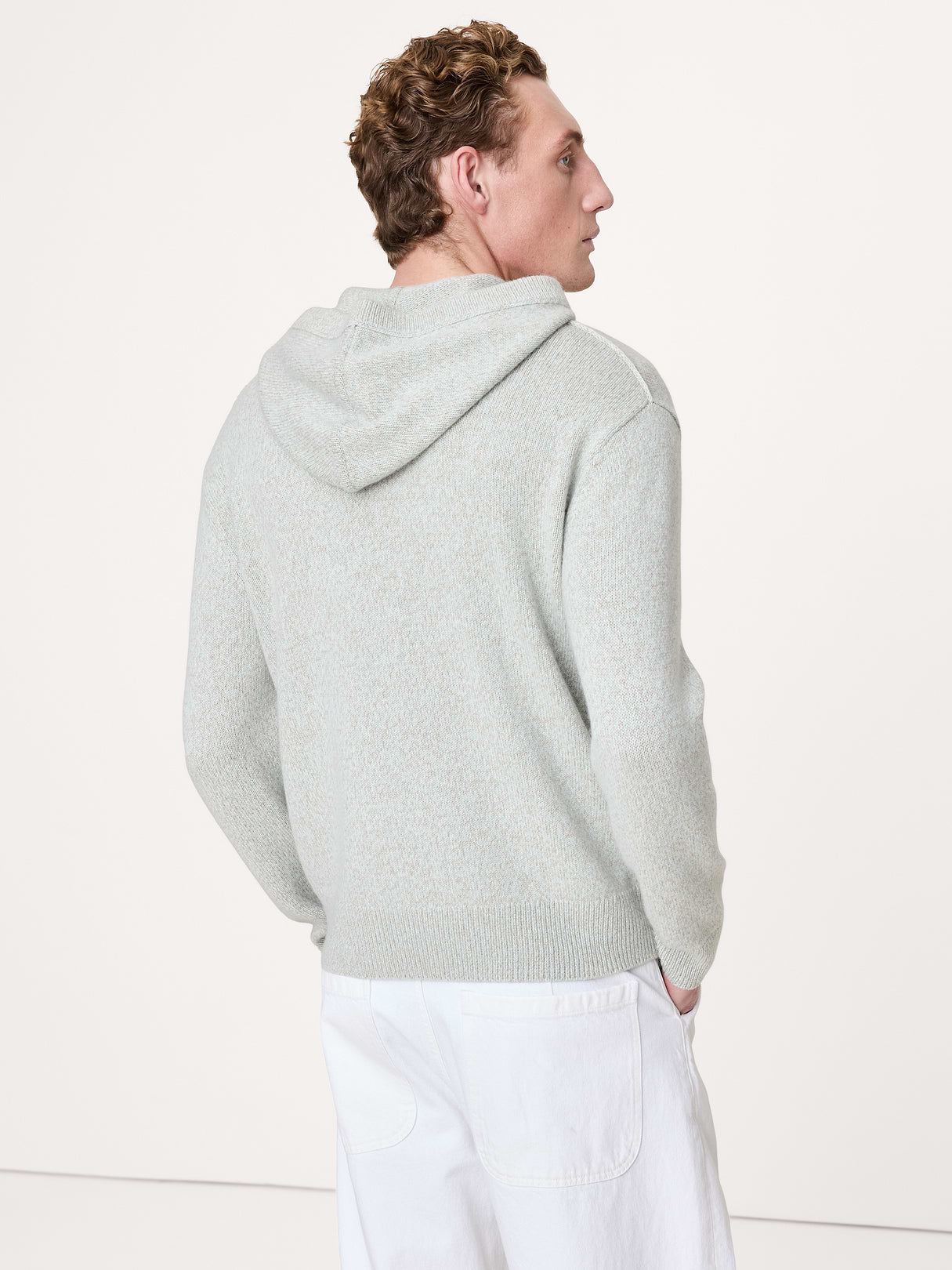Cashmere-Cotton Sweater Hoodie - Serene Sage Green