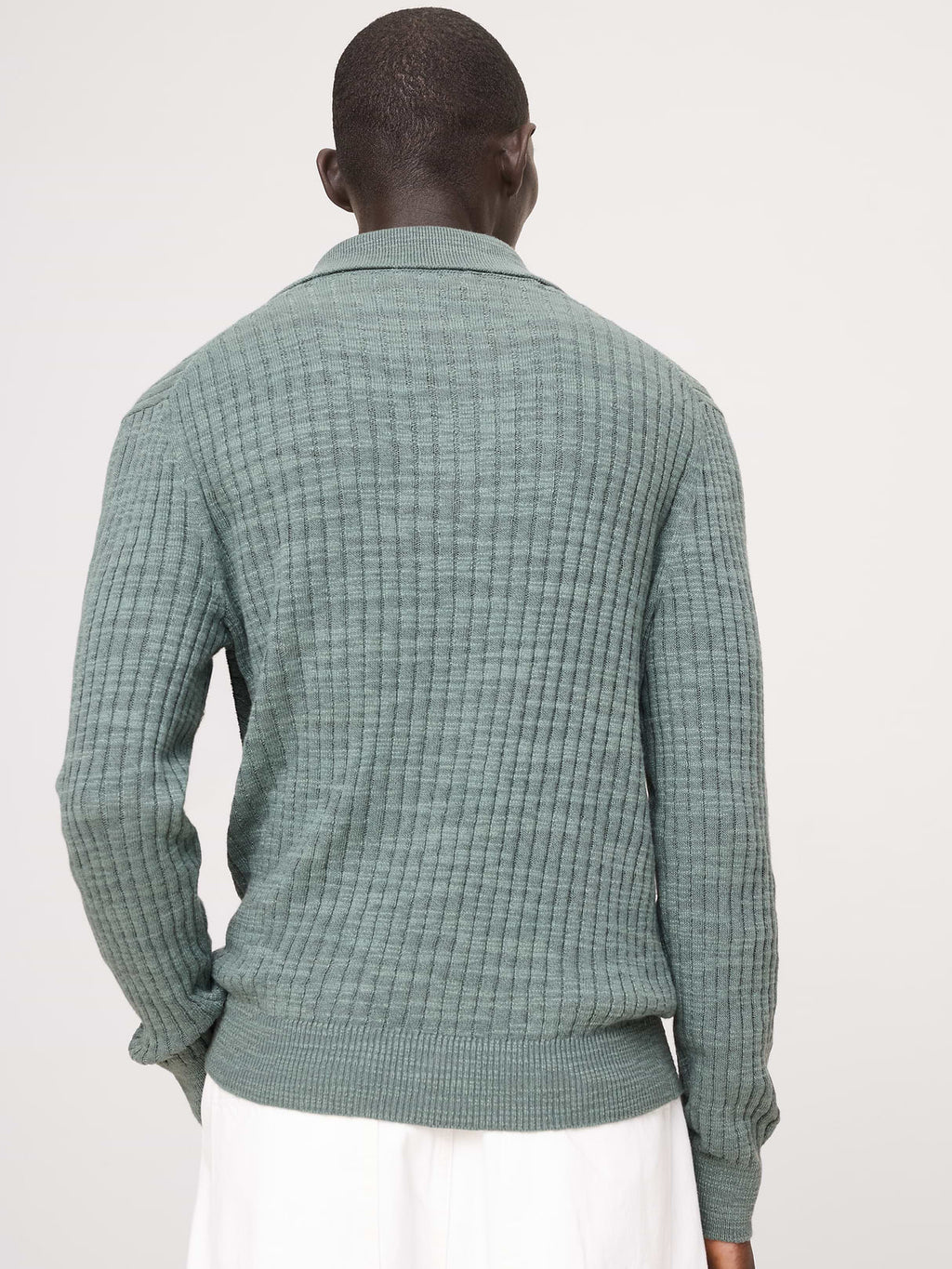Linen-Cotton Slub Sweater Polo - The Blues
