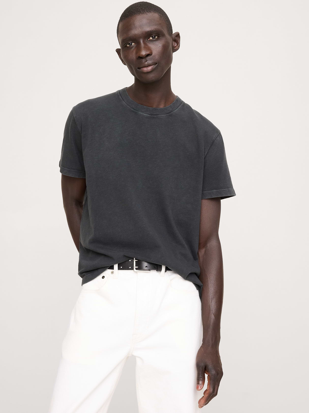 Midweight Cotton Slub Crew-Neck T-Shirt - Black