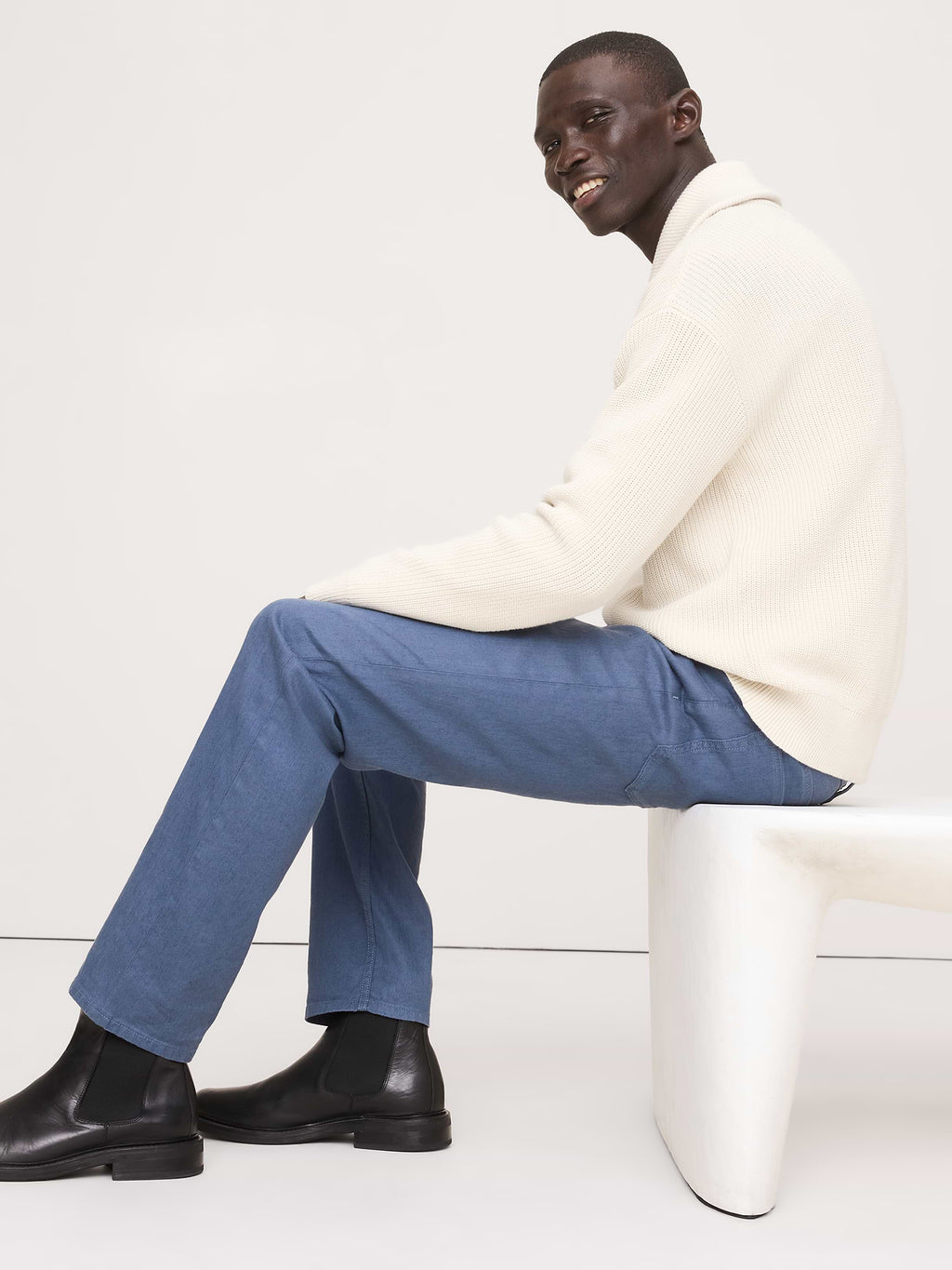 Slim Linen-Cotton Traveler Pant - Dark Denim Blue