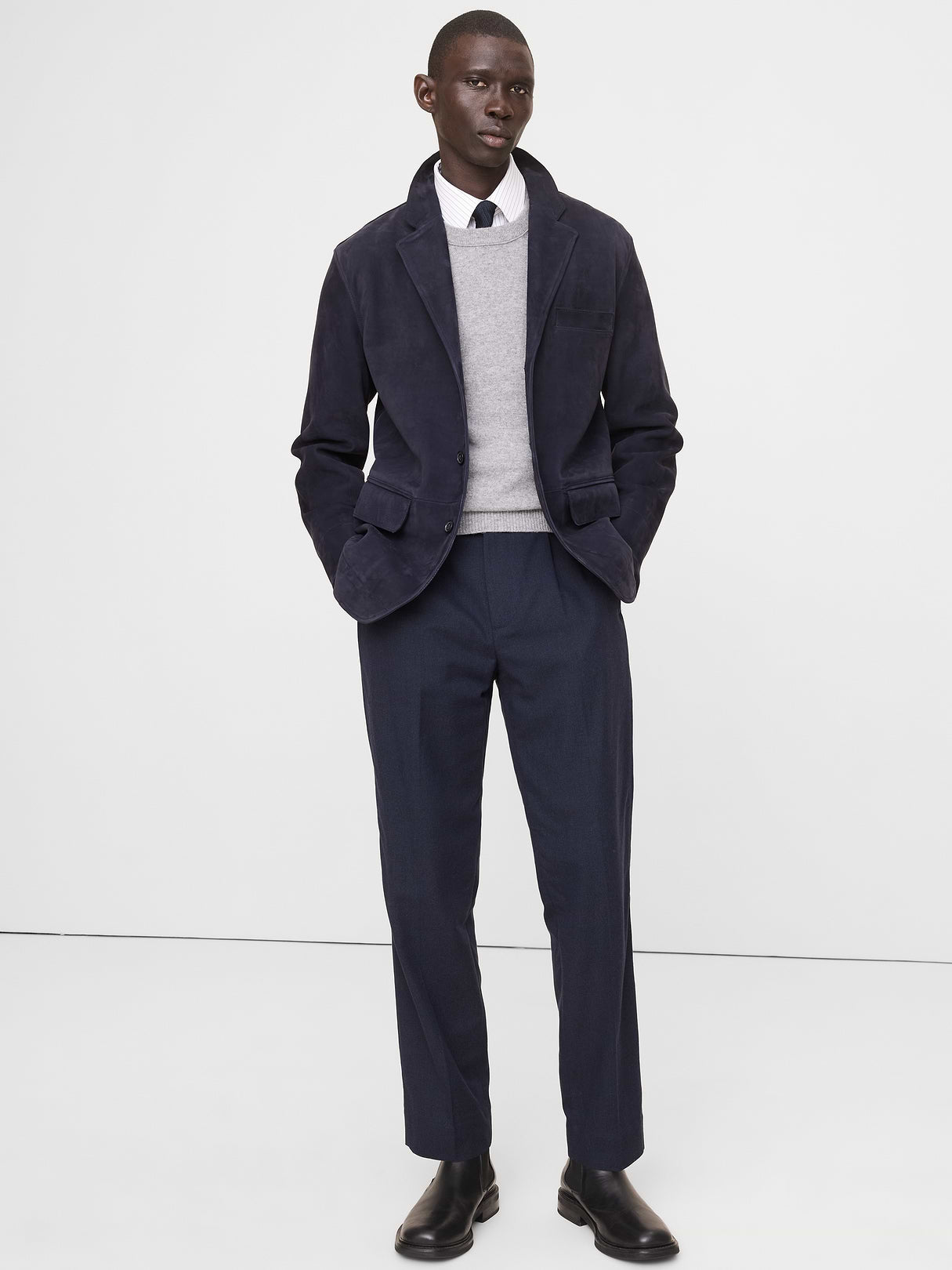 Athletic Textured Dress Pant - Navy Blue