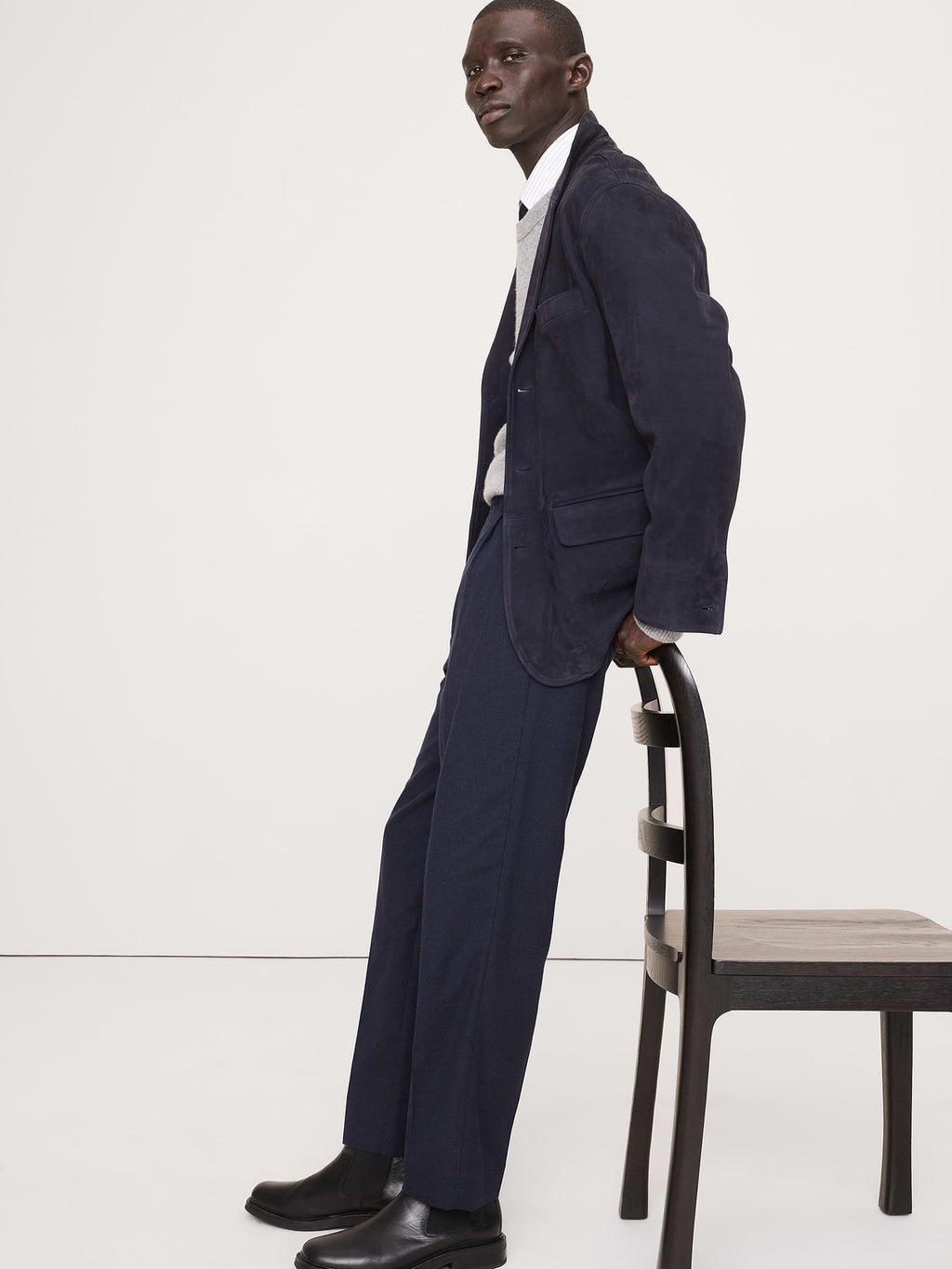 Athletic Textured Dress Pant - Navy Blue