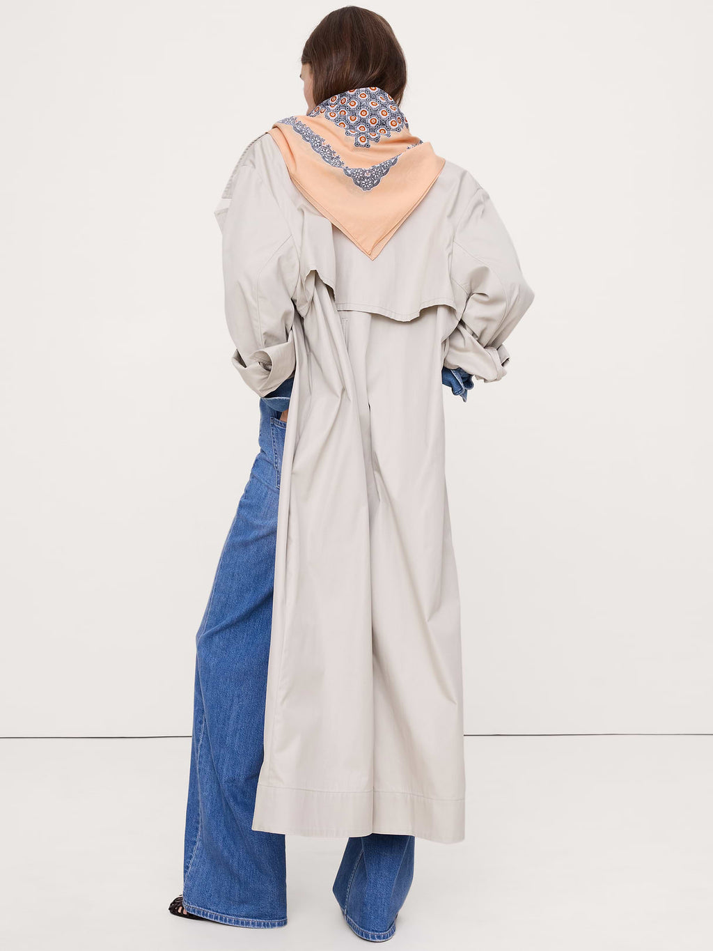 Large Cotton Square Scarf - Peach Flower