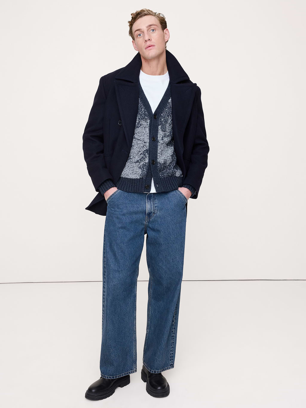 Floral Cotton-Linen Blend Cardigan - Blue Gray