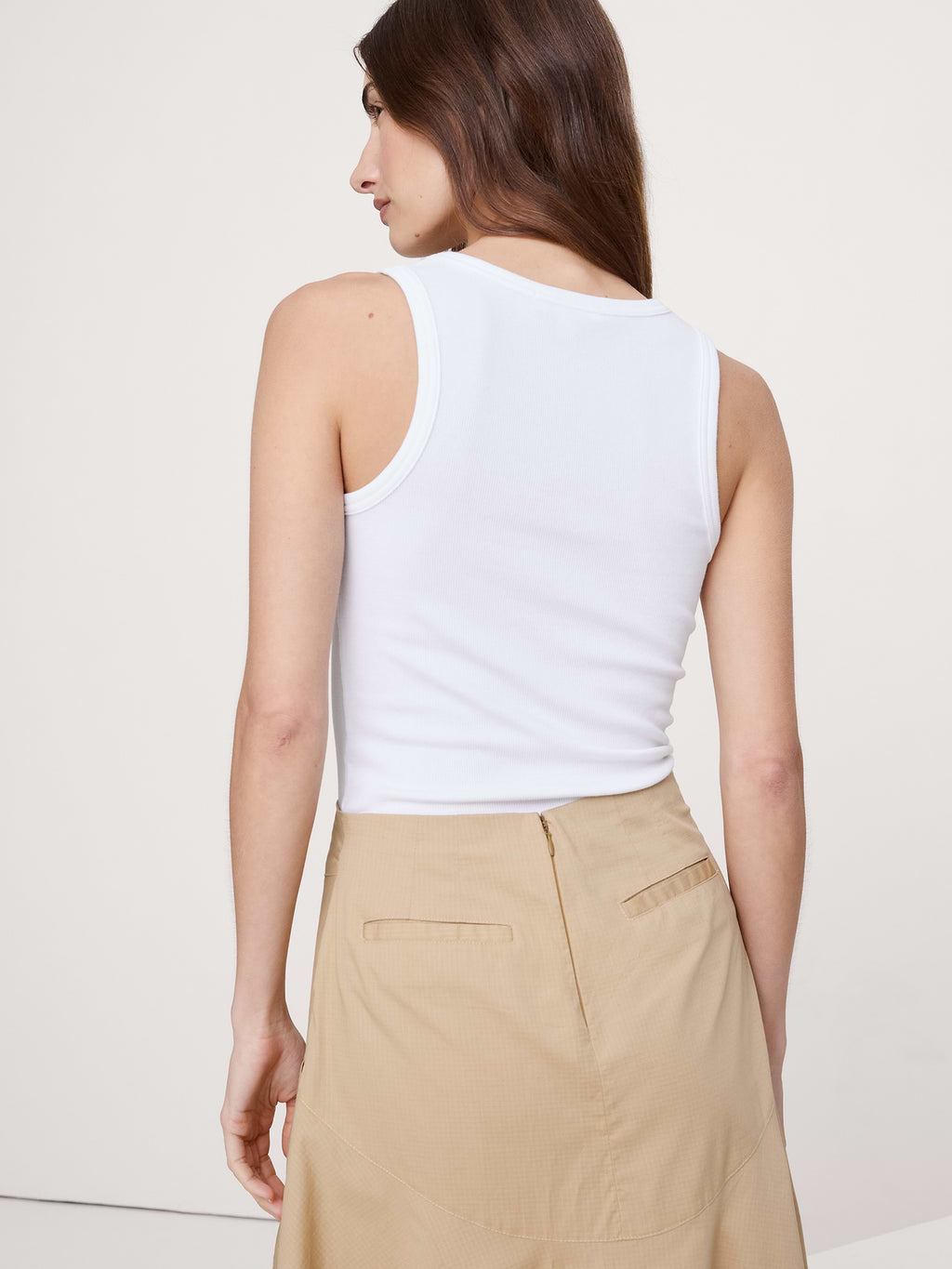 Ribbed Scoop-Neck Tank - White