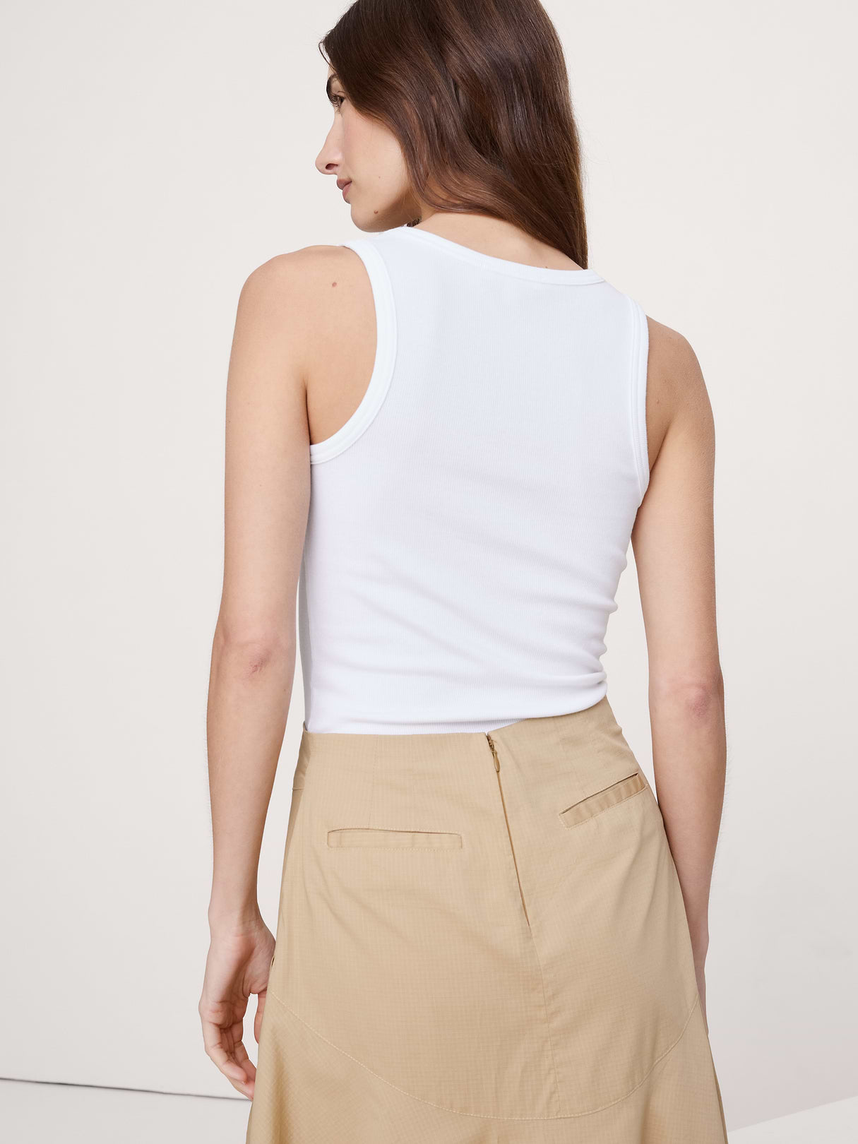 Ribbed Scoop-Neck Tank - White