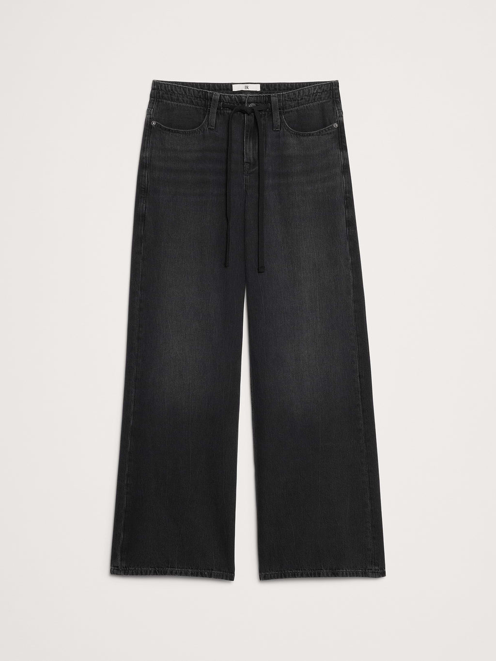 Mid-Rise Wide-Leg Drawstring Jean - Washed Black