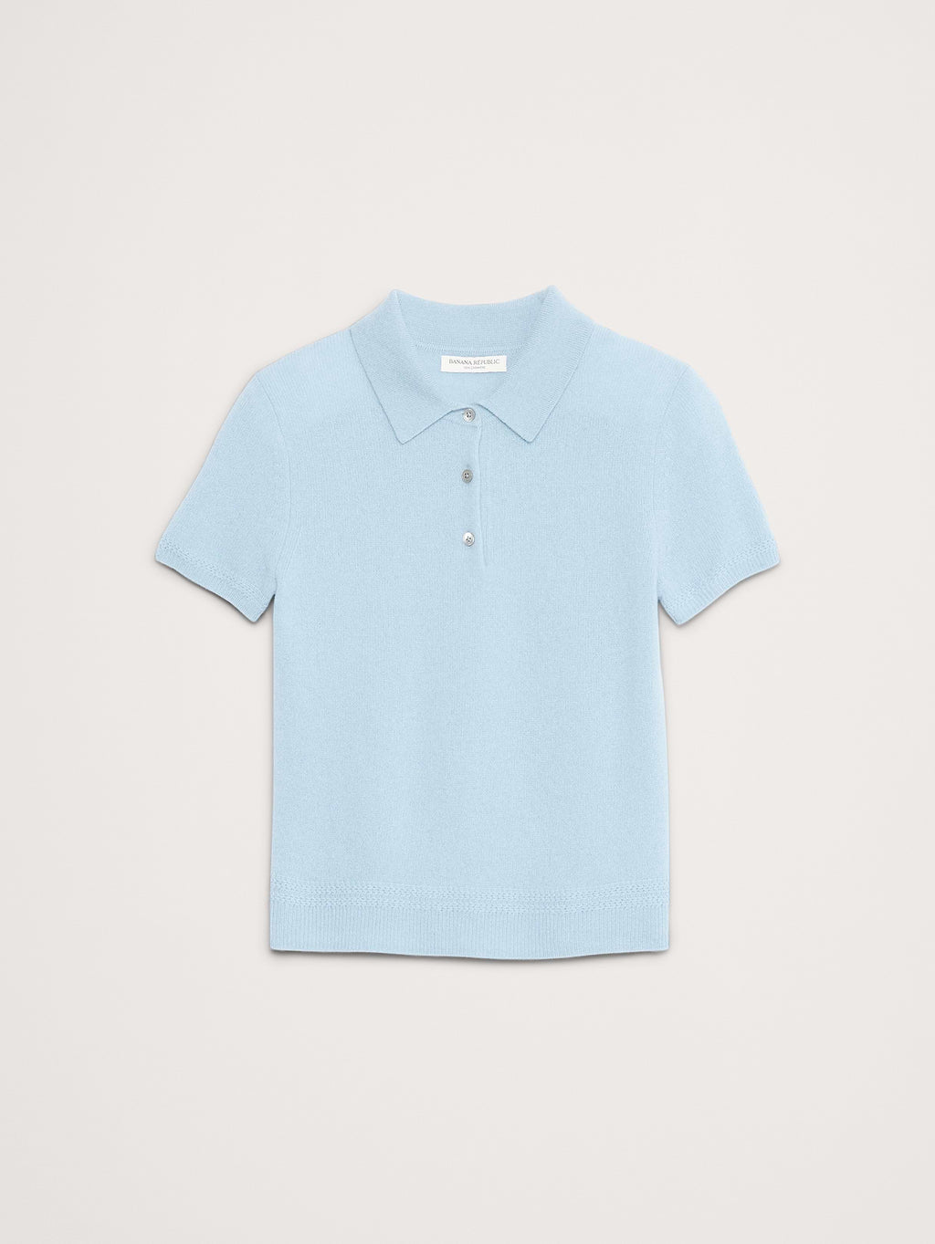 Lightweight Cashmere Short-Sleeve Sweater Polo - Cerulean Blue