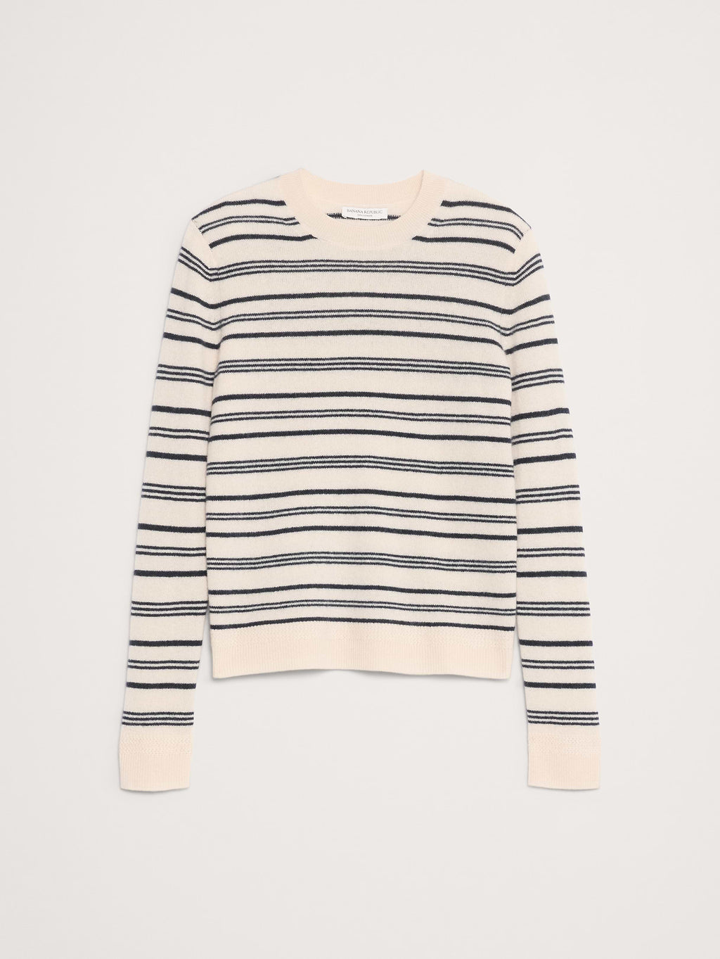 Lightweight Cashmere Crew-Neck Sweater - Cream Stripe