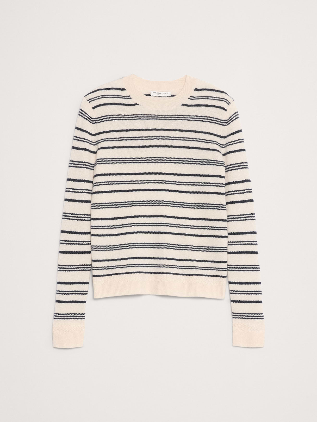 Lightweight Cashmere Crew-Neck Sweater - Cream Stripe