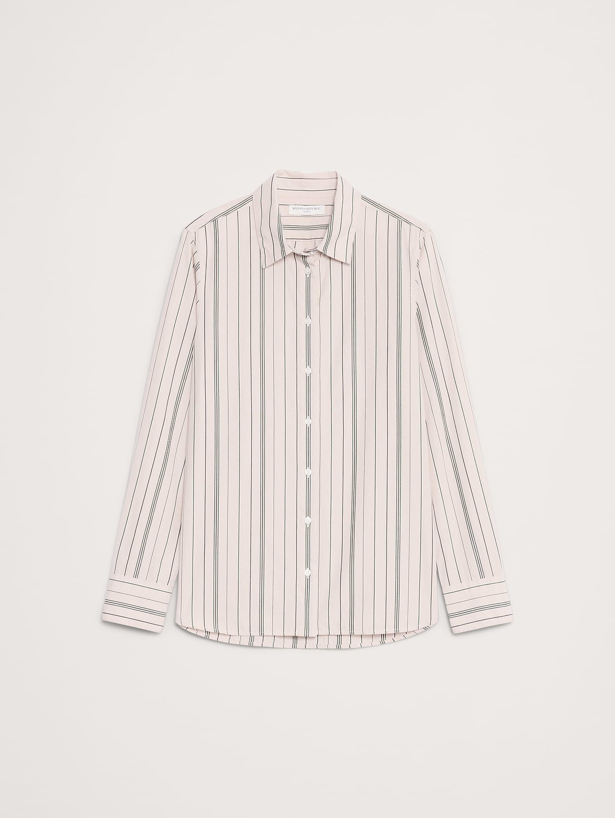 The Everyday Shirt in Cotton Poplin - Beige Stripe