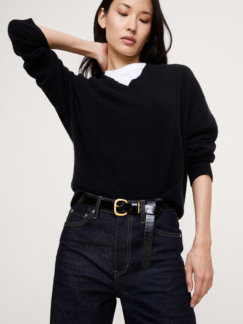 Patent Leather Knotted Belt - Black