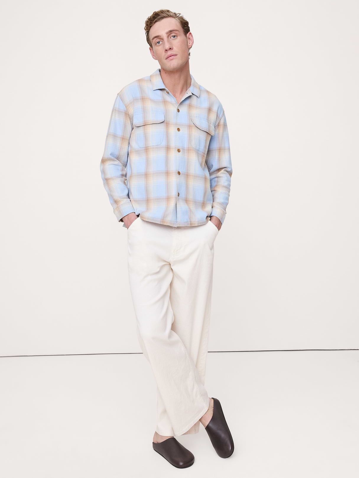 Loose Italian Linen-Cotton Pant - White