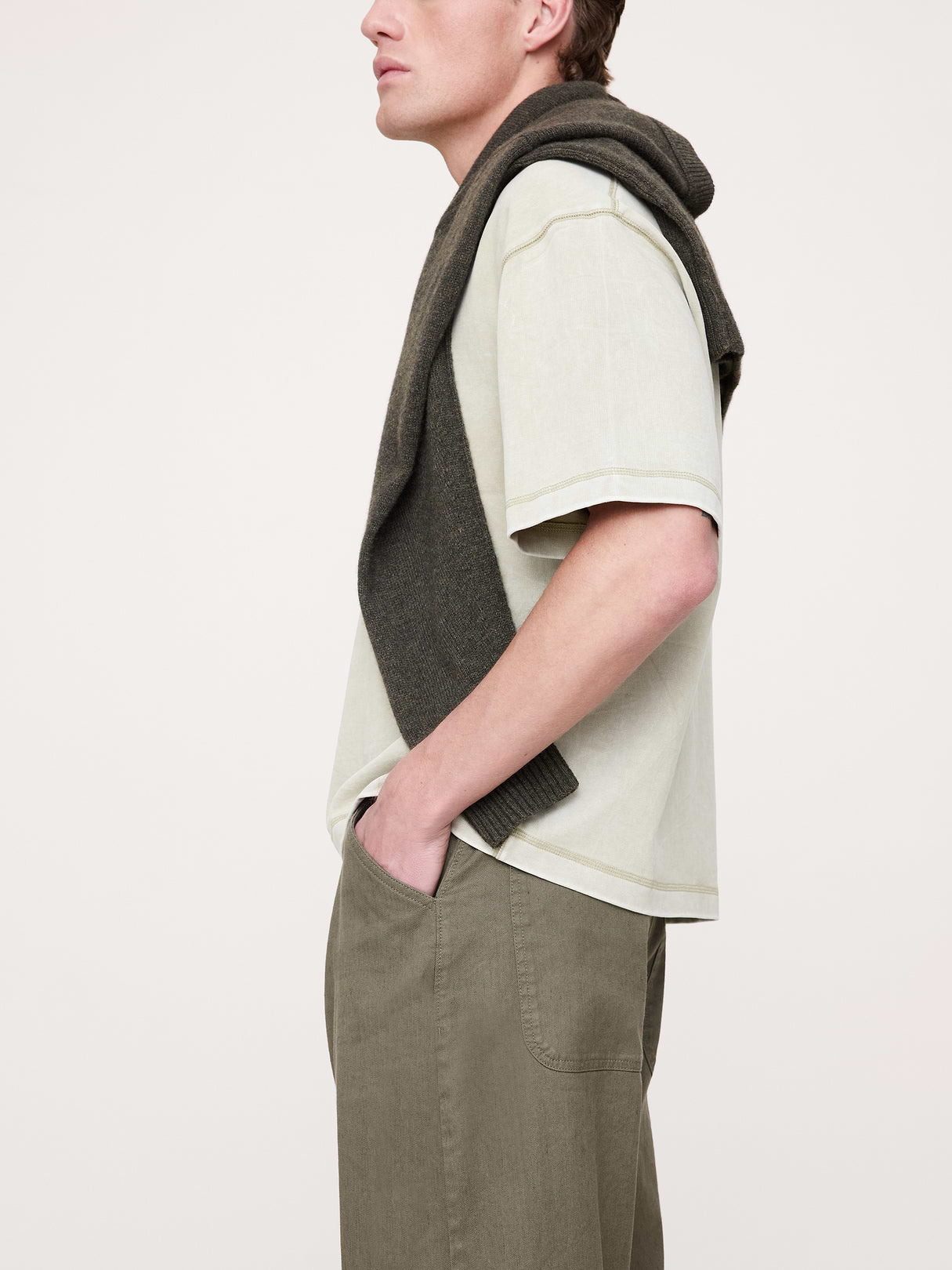 Loose Italian Linen-Cotton Pant - Dark Cypress Green