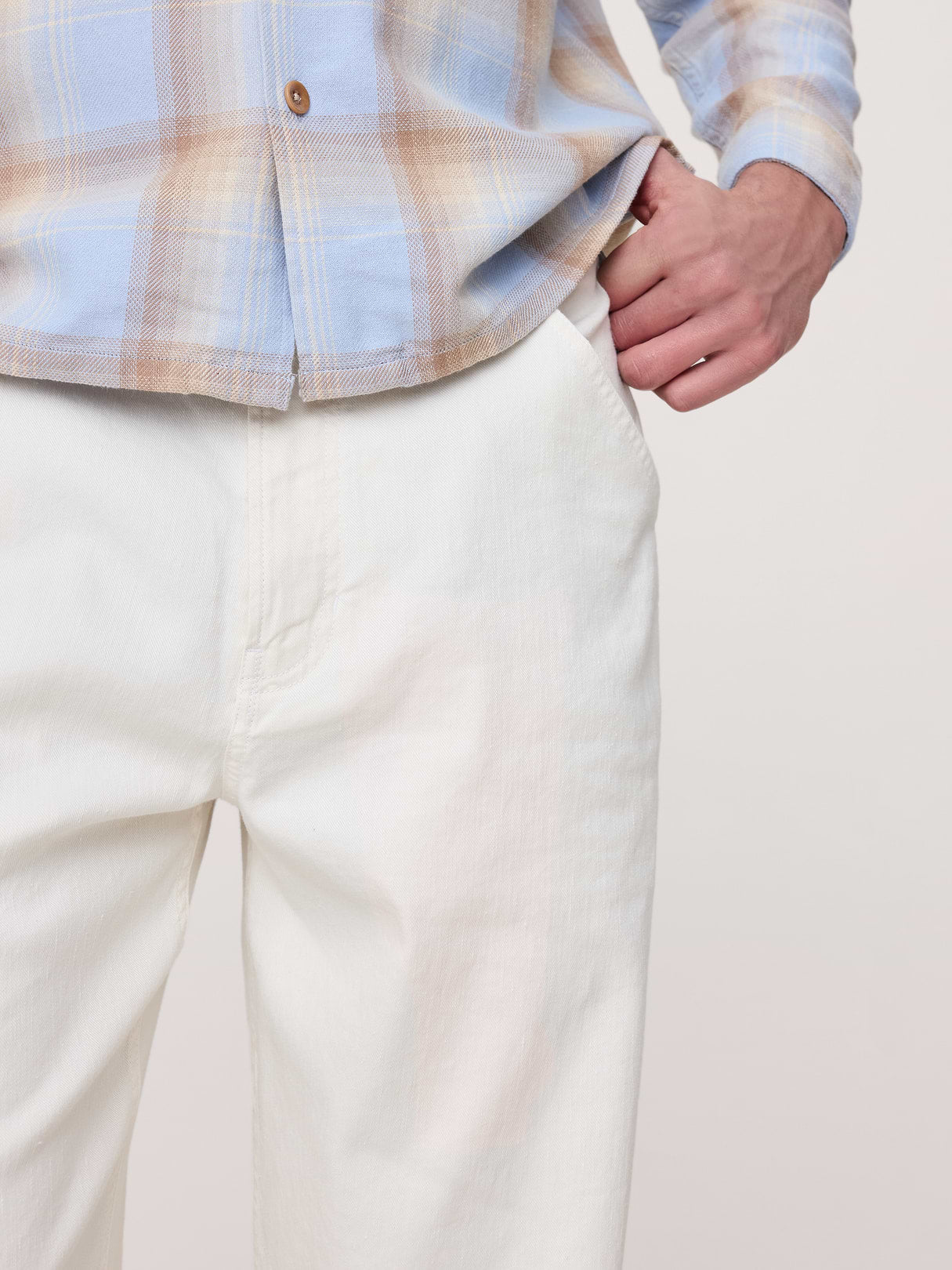 Loose Italian Linen-Cotton Pant - White