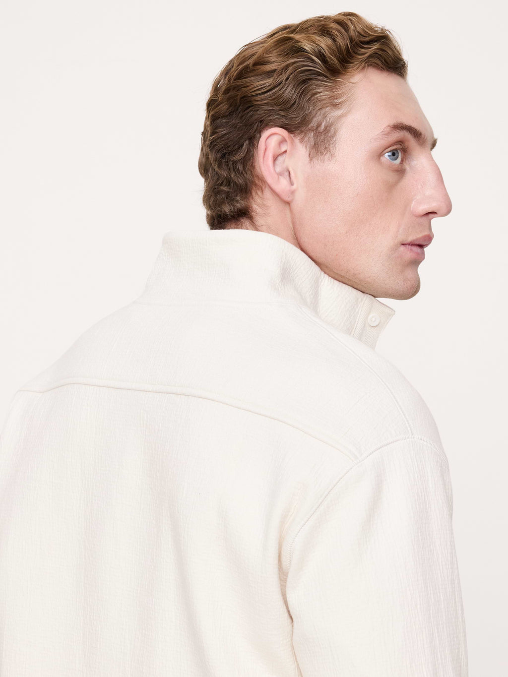 Crinkle Cotton-Wool Mock-Neck Sweatshirt - Cream