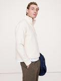 Crinkle Cotton-Wool Mock-Neck Sweatshirt - Cream