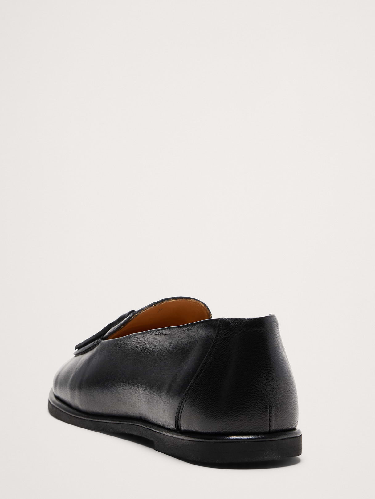 Italian Leather Tassel Loafer - Black
