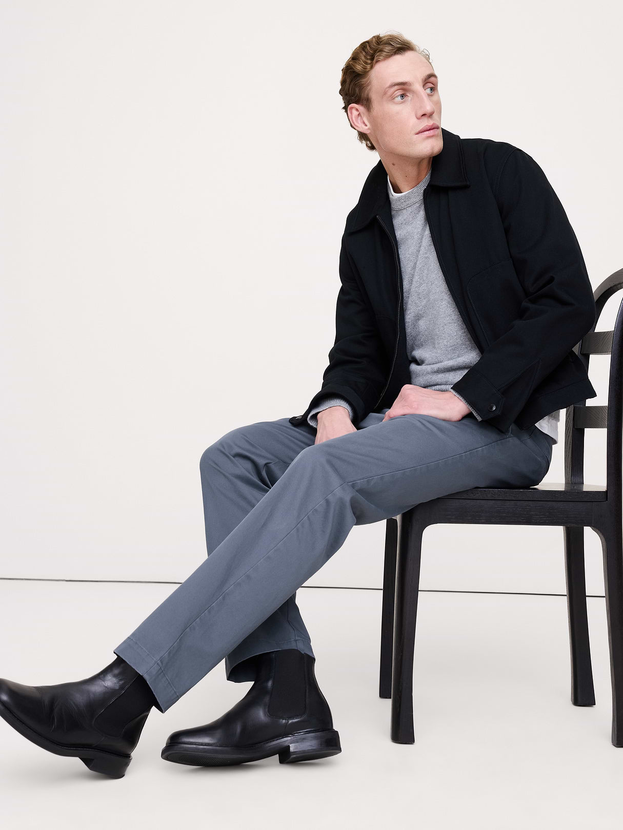 Straight Lived-In Chino - Dark Denim Blue