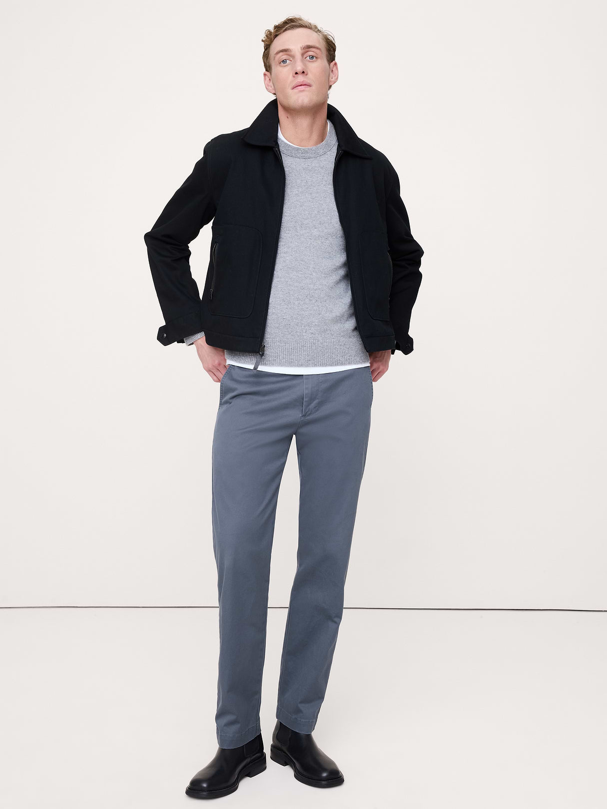 Straight Lived-In Chino - Dark Denim Blue
