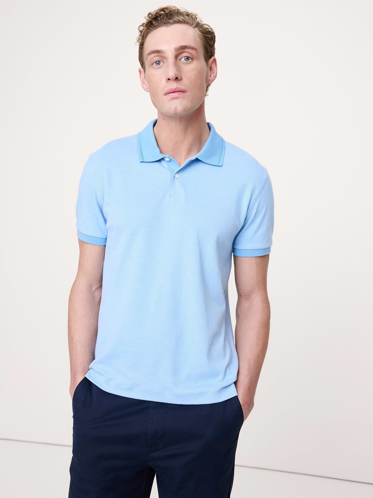 Luxury-Touch Polo - Light Blue Stripe