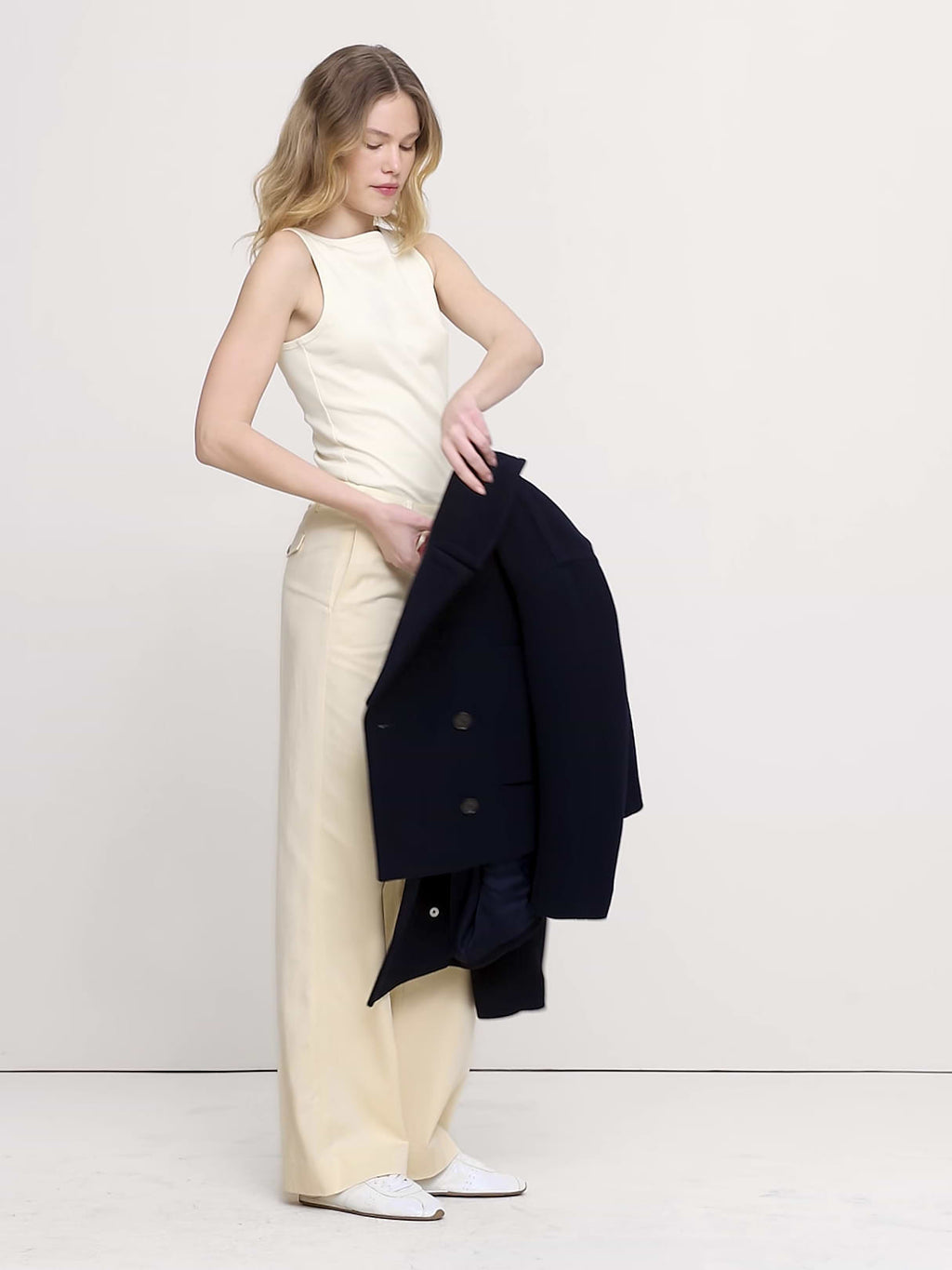 The Everyday Wide-Leg Pant in Tencel™-Cotton - Mother of Pearl Beige