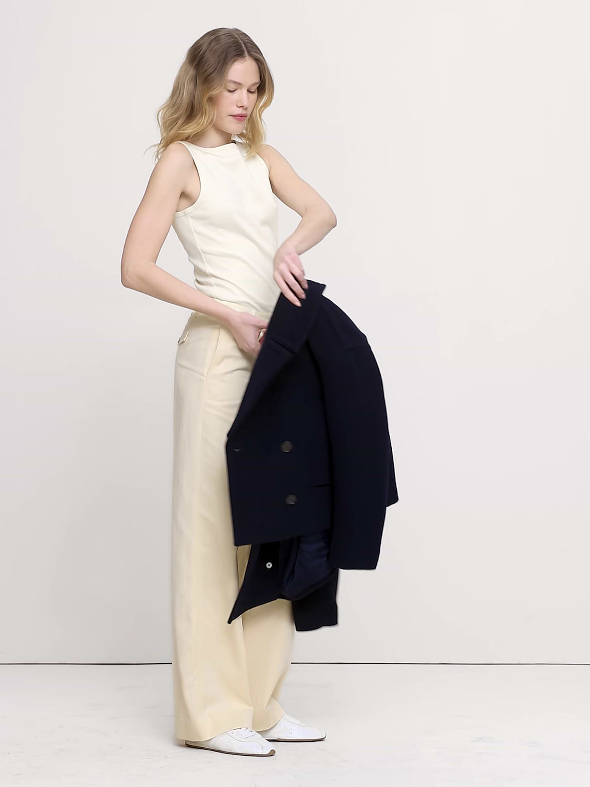 The Everyday Wide-Leg Pant in Tencel™-Cotton - Mother of Pearl Beige