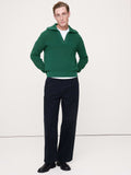 Cotton Ribbed Zip Sweater Polo - Trekking Green