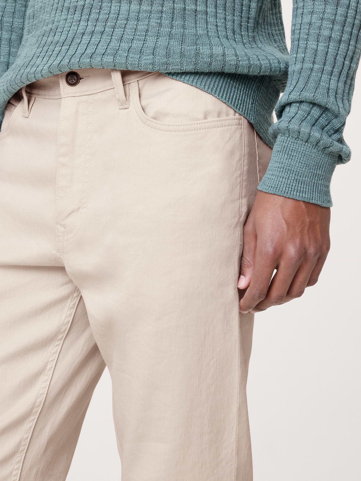 Slim Linen-Cotton Traveler Pant - Light Khaki Beige